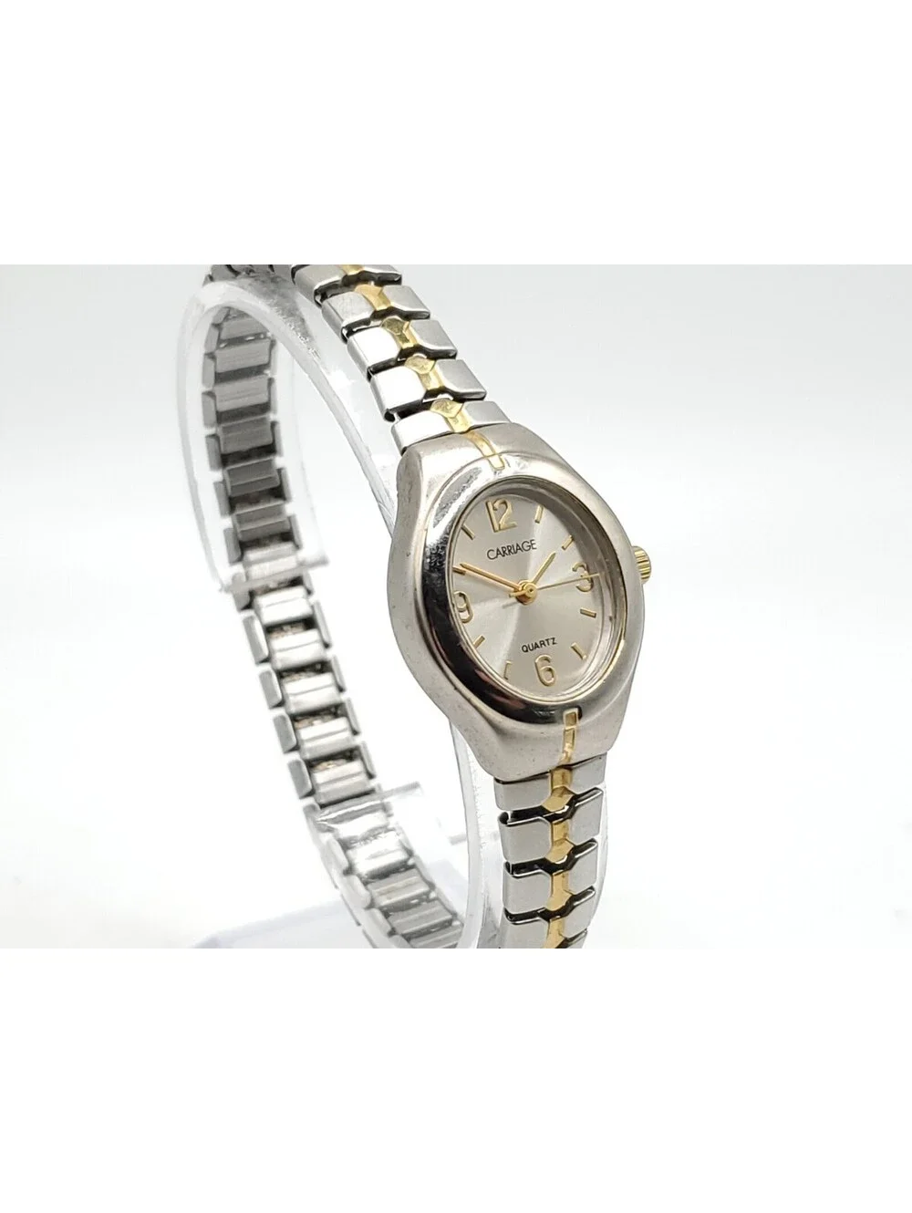 Carriage By Timex Quartz Womens Watch New Battery Two-Tone Expandable Band 21mm